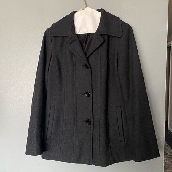 Women’s London Fog Wool Pea Coat Gray Small - Picture 1 of 5